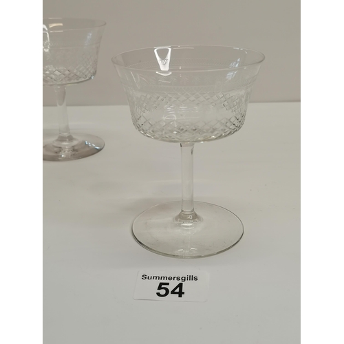 54 - x8 Edwardian Champagne glasses - 1890--1920 excellent condition