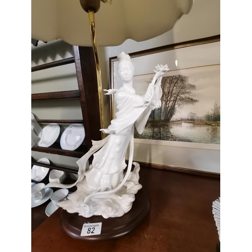 82 - Franklin Mint table lamp of white lady figure