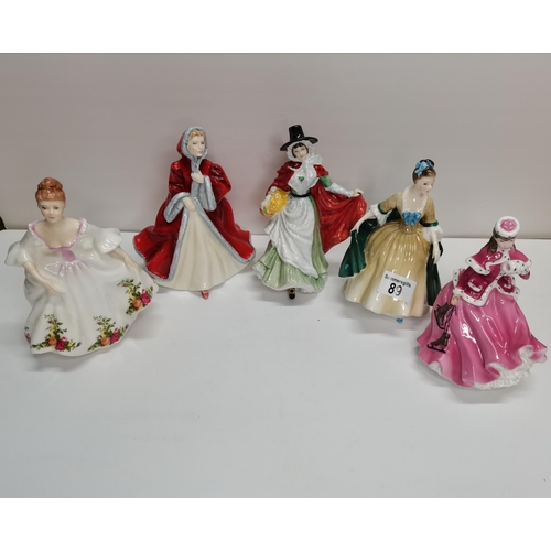 89 - x4 Royal Doulton Ladies with boxes and Ltd edition Coalport lady 'The Skater'