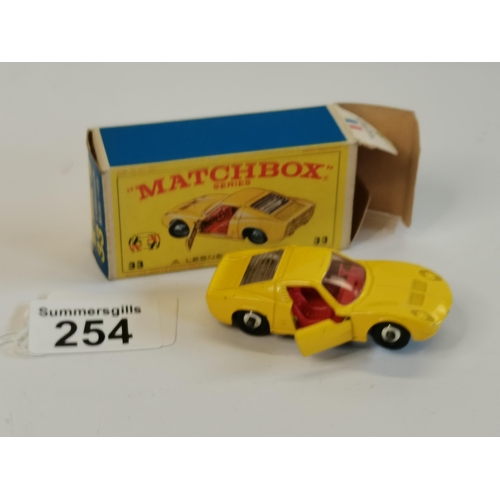 254 - Matchbox Lamborghini Mura P400 in original box ex condition, car slight scuff