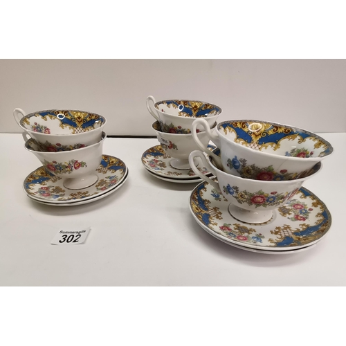 302 - x6 Shelly Tea Cups and saucers 13291 A/F damage to saucer