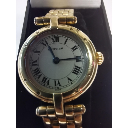 374 - Ladies 18ct Gold Cartier Quartz watch - 669202314 - excellent condition