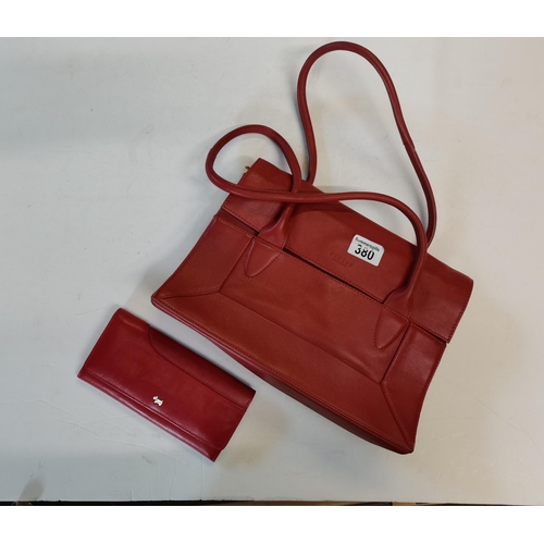 380 - Rust Red Radley handbag with dust bag and matching purse both VGC W31cm x D23cm