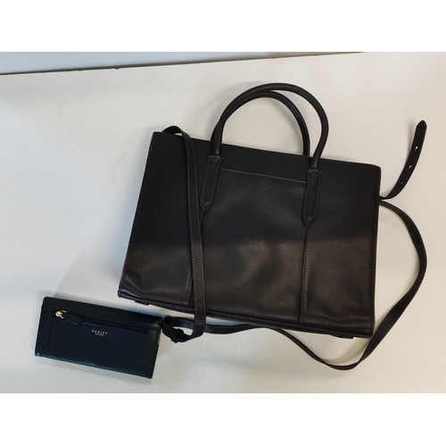 384 - Dark brown / Indigo Radley handbag with dust bag, slight signs of wear.  Radley purse incuded, sligh... 