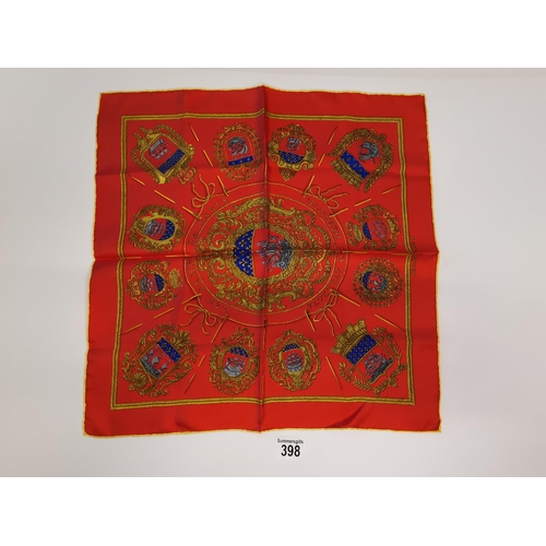 398 - Genuine Hermes 100% silk pocket square. Les Armes de Paris designed by Hugo Grygkar in the early 200... 