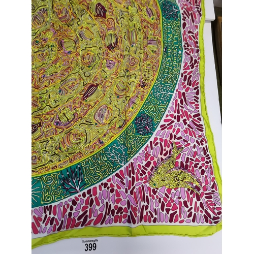 399 - Genuine Hermes 100% silk scarf. Rare Hermes vintage silk scarf in very good condition. Design is La ... 