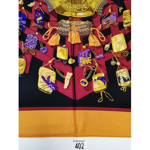 402 - Genuine Hermes 100% silk scarf. Rare Hermes vintage silk scarf in very good condition. Design is Rev... 