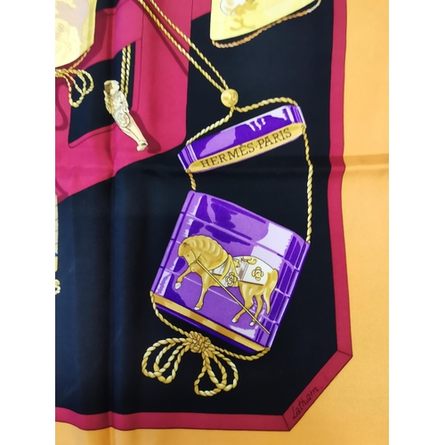 402 - Genuine Hermes 100% silk scarf. Rare Hermes vintage silk scarf in very good condition. Design is Rev... 