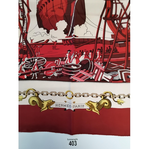 403 - Genuine Hermes 100% silk scarf. Very Rare Hermes vintage silk scarf in very good condition. Hermes L... 