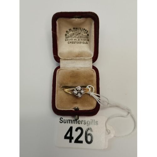 426 - 18ct gold 4 stone ring size - L 4 grams