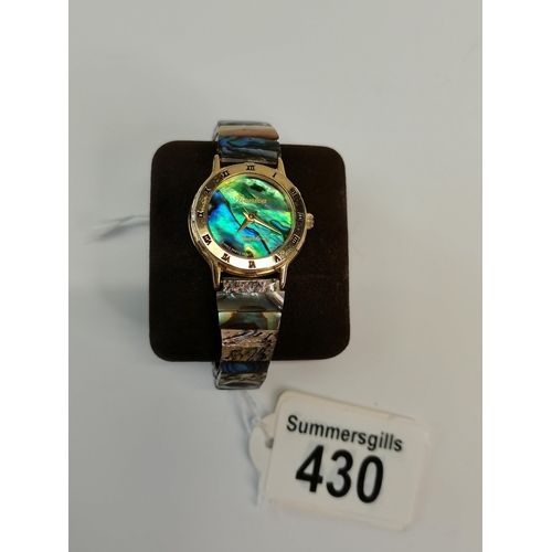 430 - Romica watch with abalone face-strap