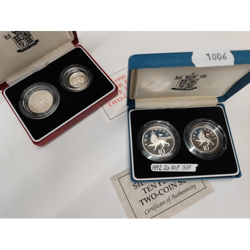 462 - x4 Silver proof coins - x1 UK Silver Proof Pound Coin 1987, x1 UK Silver Proof 10 Set 1992, X1 UK Si... 