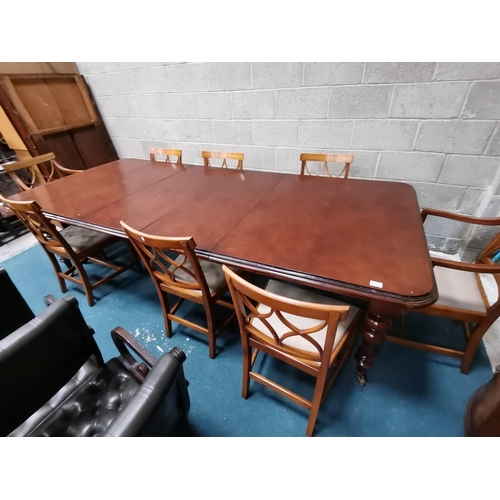 Reproduction extendable dining table with 4 leaves on castors . L267cm