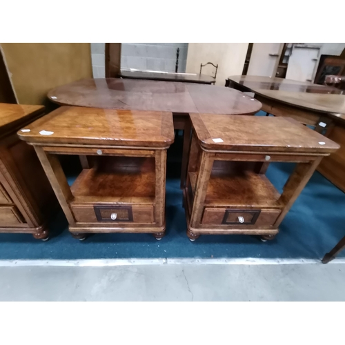 x2 Walnut bedside with tea tray W61cm x H74cm