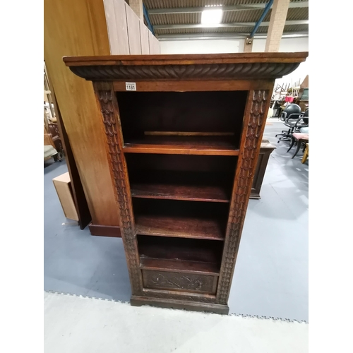 1181 - Carved wood book shelf unit - 76cm x 147cm