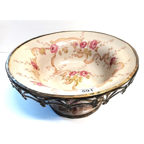 591 - Antique Viennese Fruit dish plus Antique Art Bathroom wash bowl