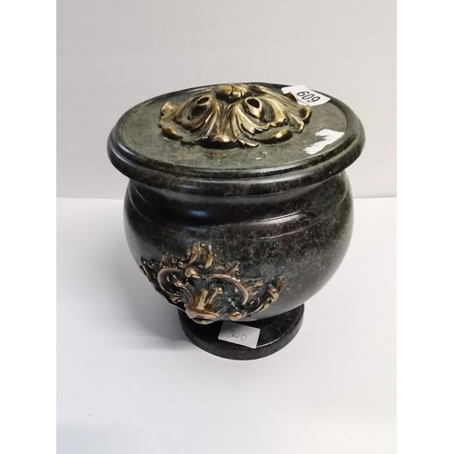 609 - Old green marble urn