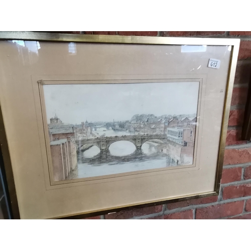 612 - Signed watercolour of Ouse bridge York