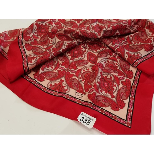 338 - Vintage Liberty of London Silk Scarf red Paisley pattern 57cm x 57cm