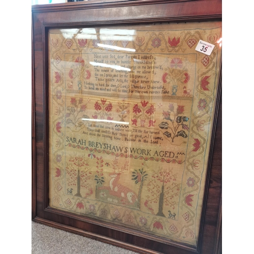 35 - Framed Antique Sampler 