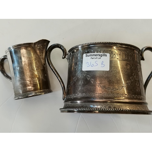 365b - Silver Sugar bowl Glasgow 425g and silver cream jug London 130g