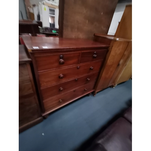 1121 - 4ht 6 drawer Walnut chest of drawers D55cm x W125cm x H114 - good condition