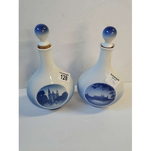 128 - Two Royal Copenhagen Decanters Cherry Heering liquer 43o proof : Fredericksborg Castle No 44266 and ... 