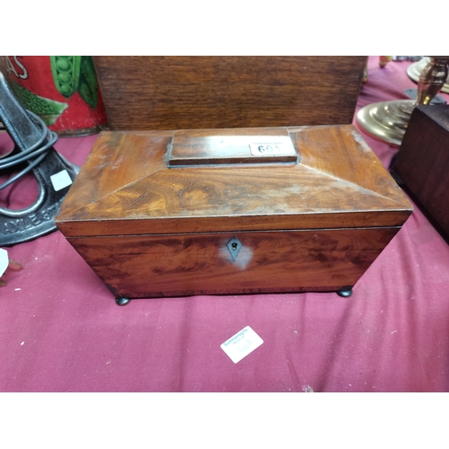 601 - Mahogany tea caddy