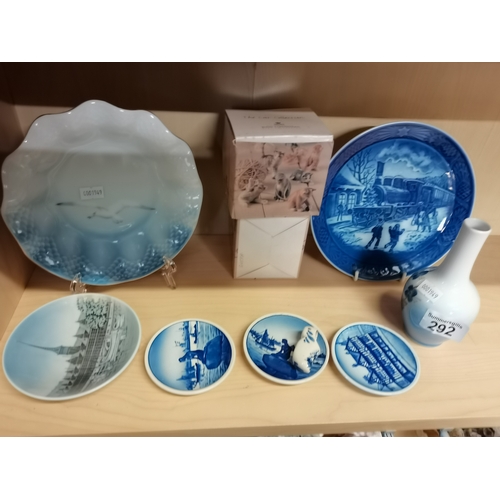 292 - A collection of Royal Copenhagen items incl, plates, flower vase, bowl and Christmas plates etc