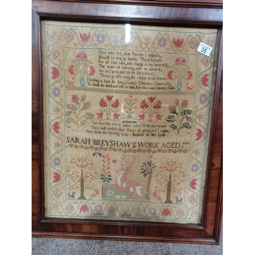 35 - Framed Antique Sampler 