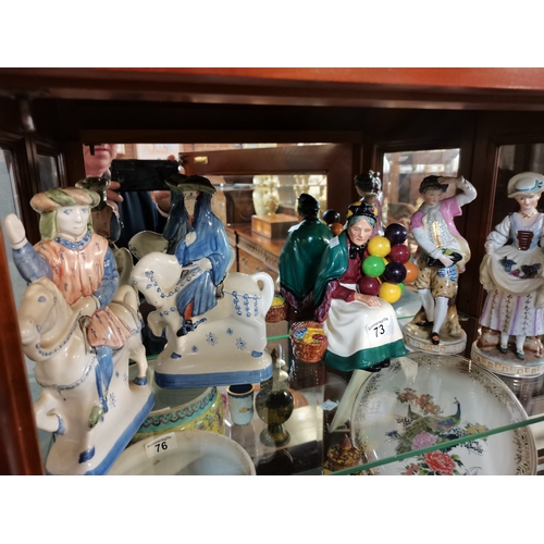 73 - Royal Doulton 'The Balloon Seller', x2 Rye Pottery Figurines @The Chaucer' and 'The Guildsman' plus ... 