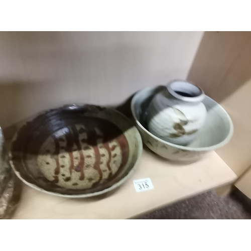 315 - X2 pottery bowls and vases