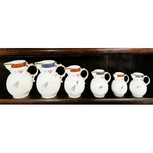 108 - x6 Coalport jugs of various sizes - good condition