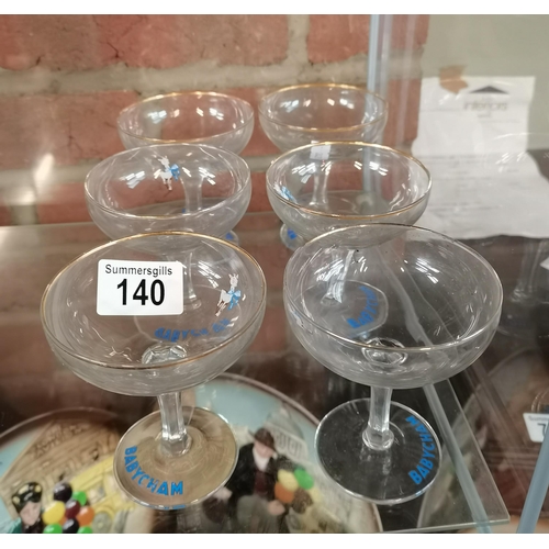 140 - X6 original Babycham glasses