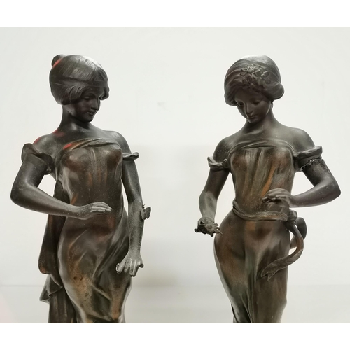 151 - A pair of Spelter figures H43cm - Good condition