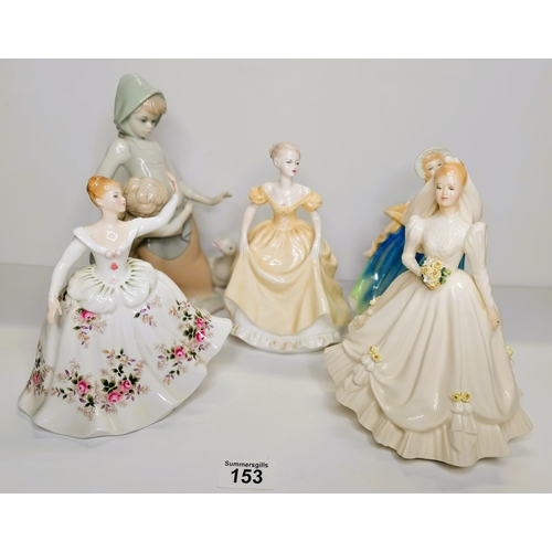 153 - x4 Royal Doulton Ladies plus Nao Figure (damaged)