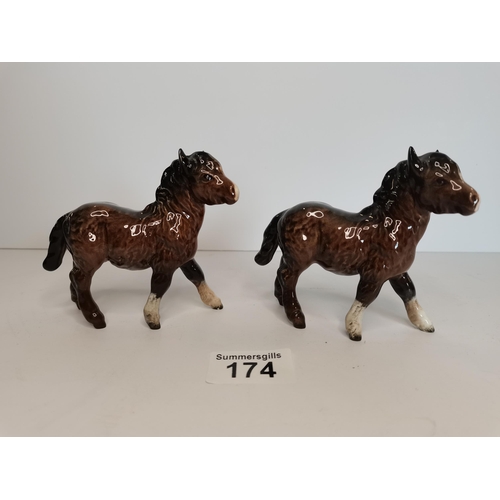 174 - x2 Beswick ponies - excellent condition