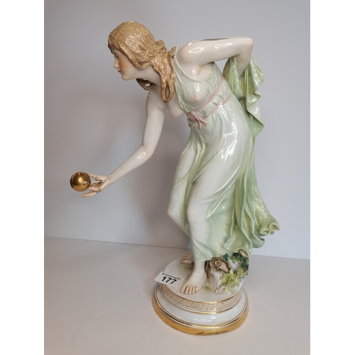 177 - Meissen Girl playing bowls late 19th Century 37cm x 27cm x 15cm  - very good condition (fingers have... 