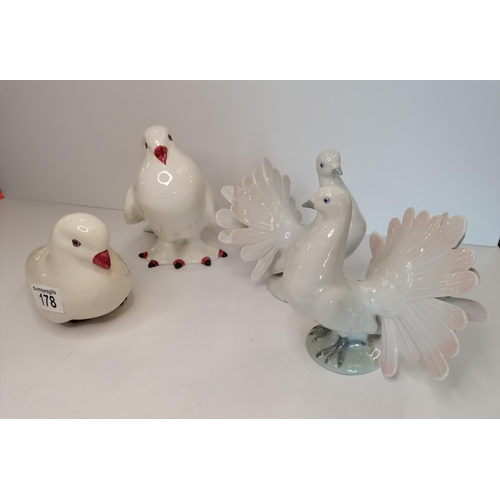 178 - x2 Vintage Grafenthal pigeons plus x2 vintage porcelain ceramic white doves - excellent condition