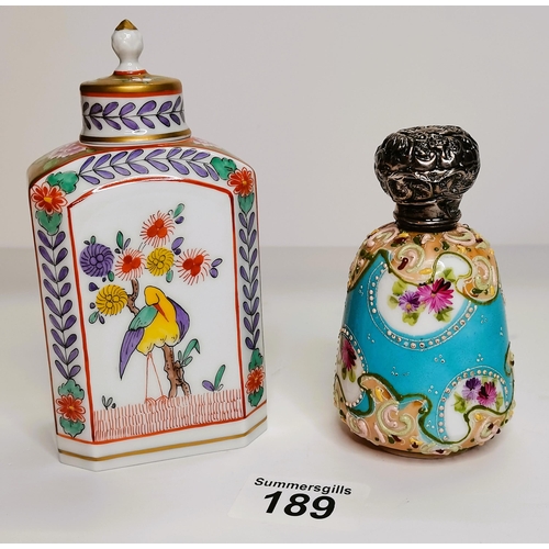 189 - Chinese jar plus perfume bottle with character mark stamps on base