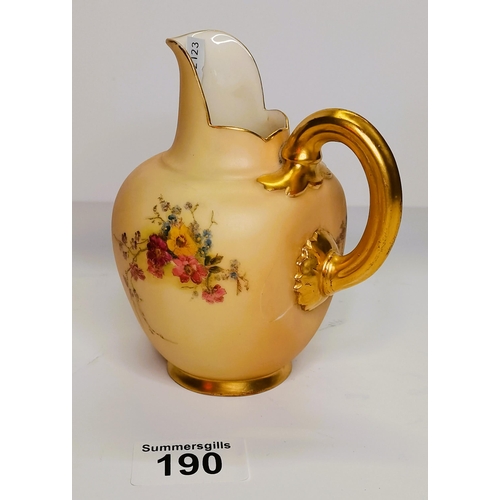 190 - Royal Worcester flat back jug - had some restoration