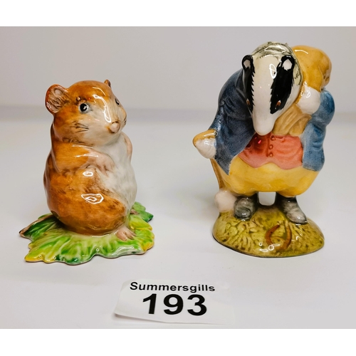 193 - x2 Beswick Beatrix potter characters ' Timmy Willie' and Tommy Brock' - excellent condition