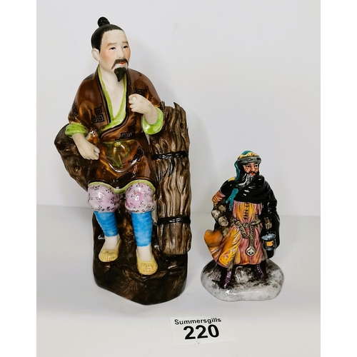 220 - Royal DoultonGood King Wencelas plus Chinese figure of log carrier  19cm slight damage on sticks