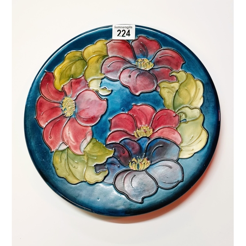 224 - Moorcroft Clematis plate - D30.5cm - good condition