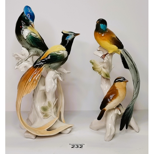 232 - x2 Karl Ens Volkstedt - porcelain bird figurines Condition Status
Very small chip to beak on one fig... 