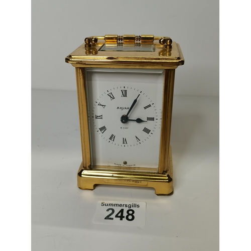 248 - Bayard 8 Day brass carriage clock H11.5cm