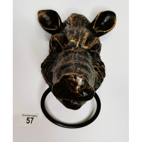 57 - Metal 18cm boars head