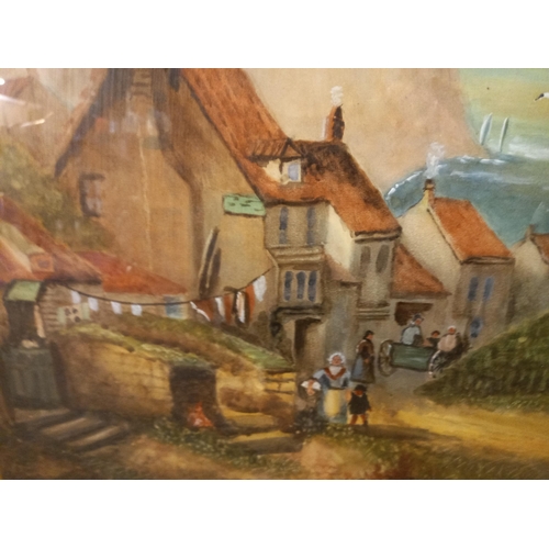 75 - OLD STAITHES watercolour by Laura Jackson 1920s signed 95cm x 67cm