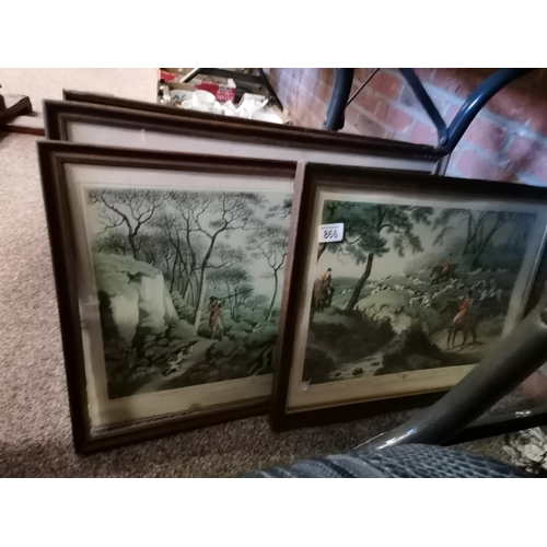 866 - 5 x wooden framed country scenes