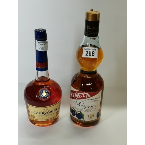 268 - 1 litre of Prugna liquore and 70cl of V.S Cognac Courvoisier